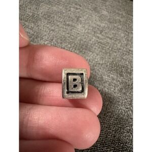 Authentic Pandora 925 Sterling Silver Alphabet Block Letter B Charm Retired